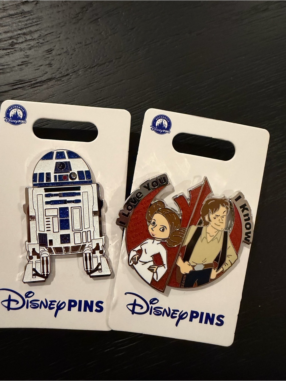 Disney R2-D2 & Han & Leia Glitter Enamel Pin Set - Blue, White, Red, Tan